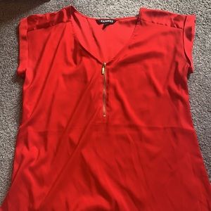Red silk short sleeve business casual shirt